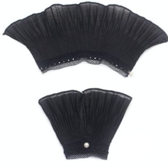 LUXE Pleated Cuff Extensions - Black Chiffon - Picture 2 of 3